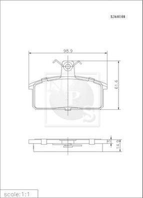 NPS S360I08 - Тормозные колодки, дисковые, комплект autosila-amz.com