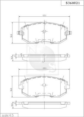 NPS S360U21 - Тормозные колодки, дисковые, комплект autosila-amz.com