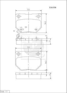 NPS S361U06 - Тормозные колодки, дисковые, комплект autosila-amz.com