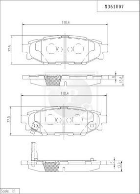 NPS S361U07 - Тормозные колодки, дисковые, комплект autosila-amz.com