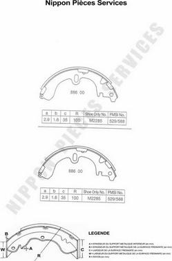 NPS T350A01 - Комплект тормозных колодок, барабанные autosila-amz.com