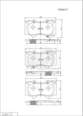 NPS T360A117 - Тормозные колодки, дисковые, комплект autosila-amz.com