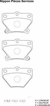 NPS T361A03 - Тормозные колодки, дисковые, комплект autosila-amz.com