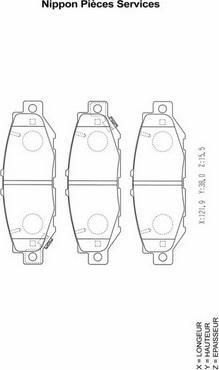 NPS T361A20 - Тормозные колодки, дисковые, комплект autosila-amz.com