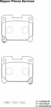 NPS T361A22 - Тормозные колодки, дисковые, комплект autosila-amz.com