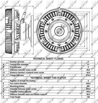 NRF 49007 - вискомуфта привода вентилятора !электр.D=246.5 \RVI Kerax 270.18 01> autosila-amz.com