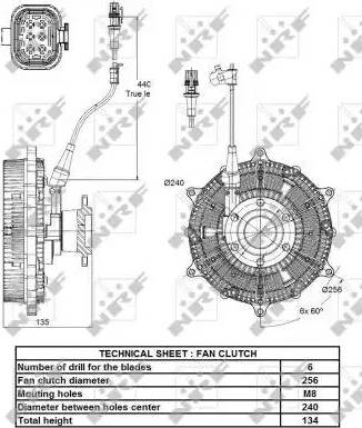 NRF 49133 - Муфта вентилятора радиатора (256mm) MAN TGX D2676440/D2676LF26 10.12- autosila-amz.com