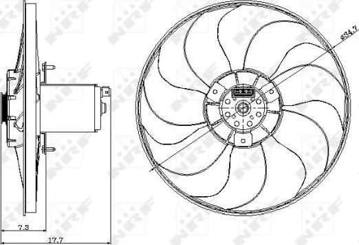 NRF 47404 - Вентилятор радиатора VW PASSAT B3/B4 1.6-2.9 02.88-05.97 autosila-amz.com