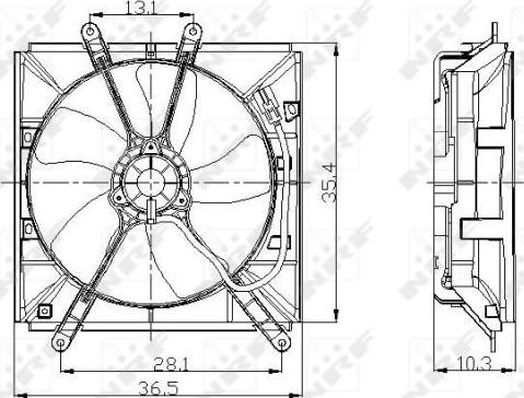 NRF 47016 - Вентилятор радиатора с электромотором TOYOTA Corolla 1.3 96- autosila-amz.com