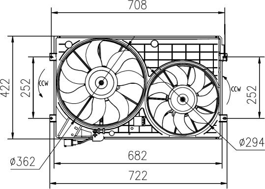 NRF 47394 - вентилятор охлаждения! с рамкой\Audi A3 1.6i 03>,Sloda Octavia 1.6i 04> autosila-amz.com