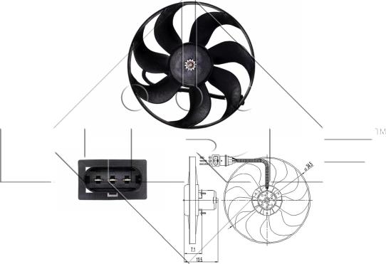 NRF 47397 - Вентилятор радиатора с электромотором VW Golf 1.4 98 autosila-amz.com