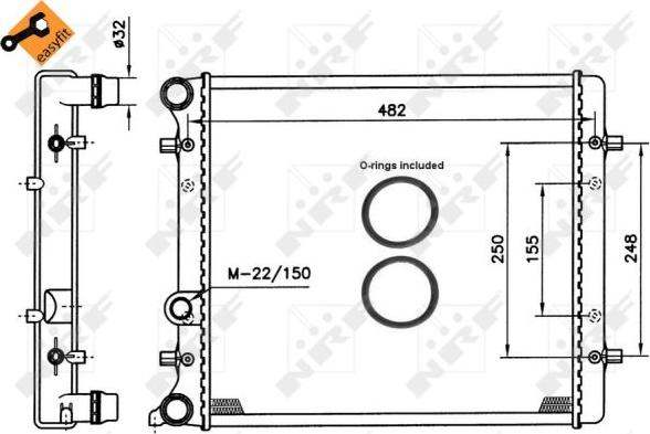 NRF 509530 - Радиатор охлаждения двигателя VW Golf 1.4 98- autosila-amz.com