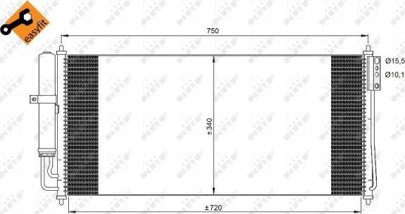 NRF 350215 - Конденсатор кондиционера autosila-amz.com