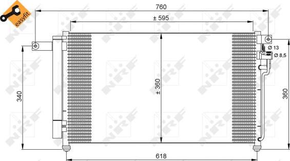 NRF  35851 - Радиатор кондиционера (c осушителем) KIA RIO II 1.4/1.6 03.05-12.11 autosila-amz.com