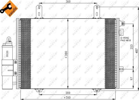 NRF 35353 - Конденсатор кондиционера autosila-amz.com