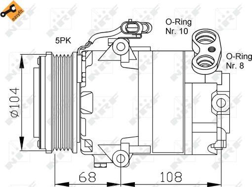 NRF 32080 - Компрессор кондиционера OPEL ASTRA G, ASTRA G/KOMBI, ZAFIRA A 1.4-2.0 02.98-06.05 autosila-amz.com