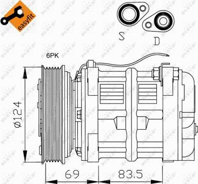 NRF 32038 - Компрессор кондиционера VOLVO S40 I, V40 1.6-2.0 07.95-12.04 autosila-amz.com