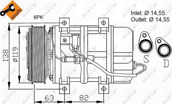 NRF 32109 - Компрессор кондиционера VOLVO S60 I, S80 I, V70 II, XC70 I 2.0-3.0 05.98-04.10 autosila-amz.com