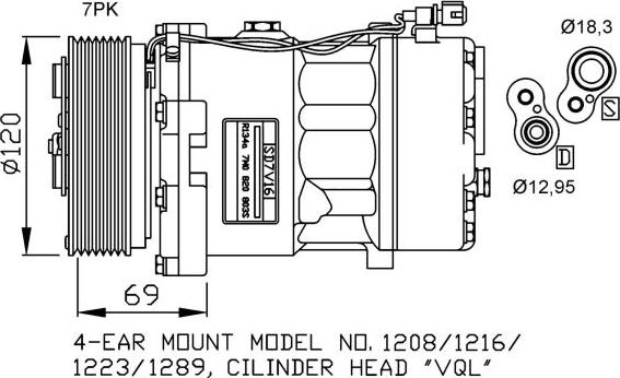 NRF 32268 - Компрессор кондиционера FORD GALAXY I, GALAXY MK I VW GOLF III, PASSAT B3/B4, SHARAN, VENTO 2.8/2.9 autosila-amz.com