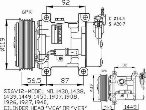 NRF 32227G - Компрессор кондиционера PEUGEOT 206 1.4 99- autosila-amz.com