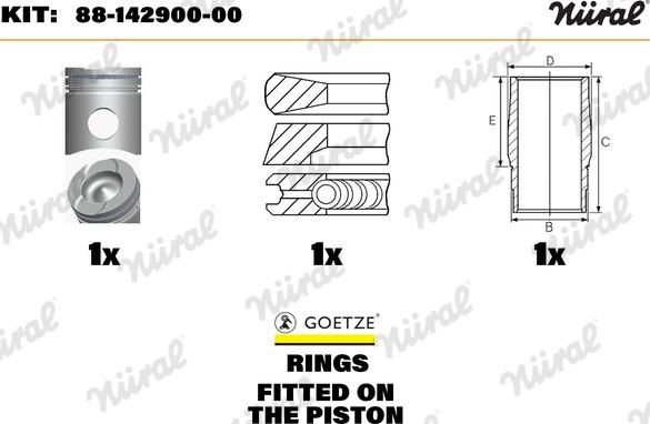 Nüral 88-142900-00 - Ремонтный комплект, поршень / гильза цилиндра autosila-amz.com