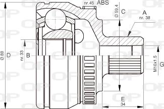 Open Parts CVJ5444.10 - Шарнирный комплект, ШРУС, приводной вал autosila-amz.com