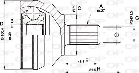 Open Parts CVJ5460.10 - Шарнирный комплект, ШРУС, приводной вал autosila-amz.com