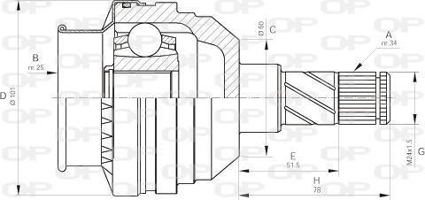 Open Parts CVJ5405.20 - Шарнирный комплект, ШРУС, приводной вал autosila-amz.com