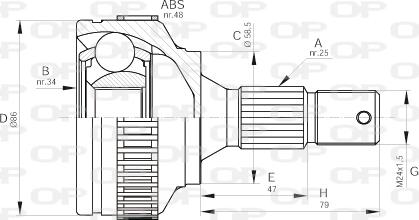 Open Parts CVJ5593.10 - Шарнирный комплект, ШРУС, приводной вал autosila-amz.com