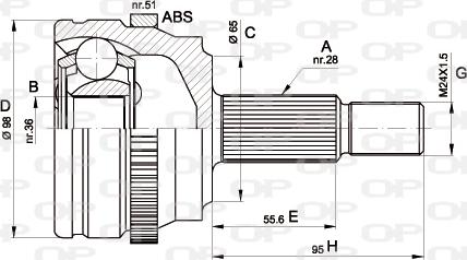 Open Parts CVJ5501.10 - Шарнирный комплект, ШРУС, приводной вал autosila-amz.com