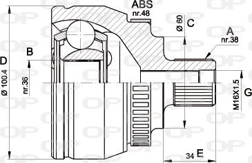 Open Parts CVJ5516.10 - Шарнирный комплект, ШРУС, приводной вал autosila-amz.com