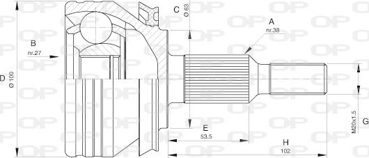 Open Parts CVJ5581.10 - Шарнирный комплект, ШРУС, приводной вал autosila-amz.com