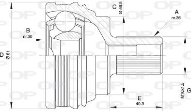 Open Parts CVJ5538.10 - Шарнирный комплект, ШРУС, приводной вал autosila-amz.com