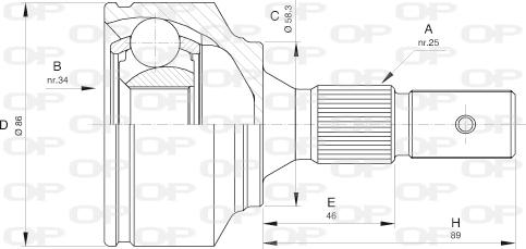 Open Parts CVJ5529.10 - Шарнирный комплект, ШРУС, приводной вал autosila-amz.com