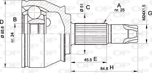 Open Parts CVJ5525.10 - Шарнирный комплект, ШРУС, приводной вал autosila-amz.com