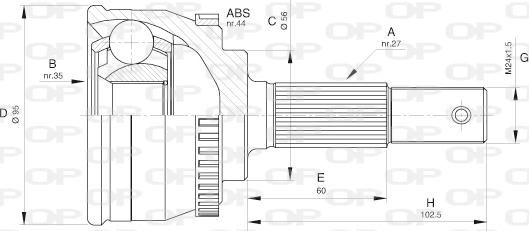 Open Parts CVJ5522.10 - Шарнирный комплект, ШРУС, приводной вал autosila-amz.com