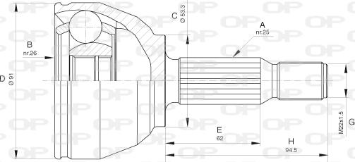 Open Parts CVJ5654.10 - Шарнирный комплект, ШРУС, приводной вал autosila-amz.com