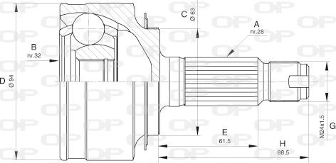 Open Parts CVJ5606.10 - Шарнирный комплект, ШРУС, приводной вал autosila-amz.com