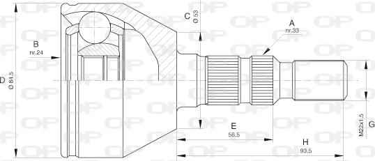 Open Parts CVJ5602.10 - Шарнирный комплект, ШРУС, приводной вал autosila-amz.com