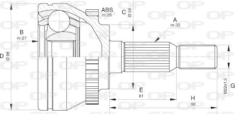 Open Parts CVJ5612.10 - Шарнирный комплект, ШРУС, приводной вал autosila-amz.com