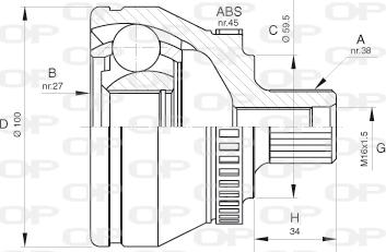 Open Parts CVJ5621.10 - Шарнирный комплект, ШРУС, приводной вал autosila-amz.com