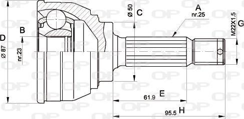 Open Parts CVJ5044.10 - Шарнирный комплект, ШРУС, приводной вал autosila-amz.com