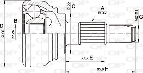 Open Parts CVJ5082.10 - Шарнирный комплект, ШРУС, приводной вал autosila-amz.com