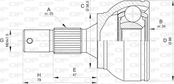 Open Parts CVJ5802.10 - Шарнирный комплект, ШРУС, приводной вал autosila-amz.com