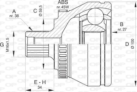 Open Parts CVJ5816.10 - Шарнирный комплект, ШРУС, приводной вал autosila-amz.com