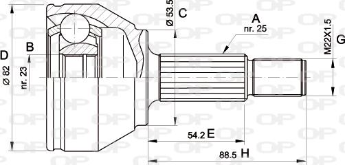 Open Parts CVJ5344.10 - Шарнирный комплект, ШРУС, приводной вал autosila-amz.com