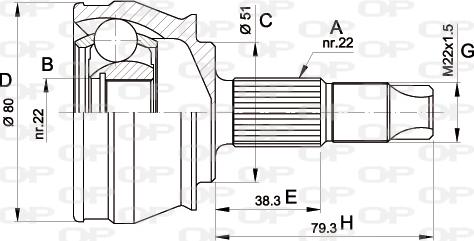 Open Parts CVJ5346.10 - Шарнирный комплект, ШРУС, приводной вал autosila-amz.com