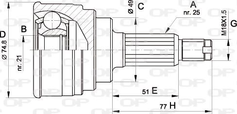 Open Parts CVJ5260.10 - Шарнирный комплект, ШРУС, приводной вал autosila-amz.com