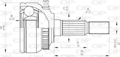 Open Parts CVJ5263.10 - Шарнирный комплект, ШРУС, приводной вал autosila-amz.com