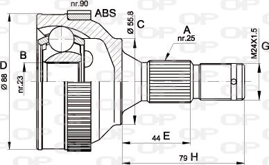 Open Parts CVJ5206.10 - Шарнирный комплект, ШРУС, приводной вал autosila-amz.com